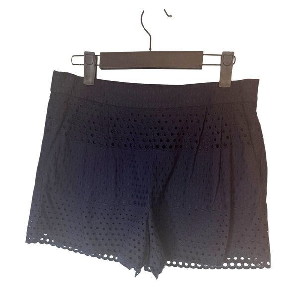 J. Crew Size 4 Navy Blue Eyelet Cotton Shorts - Picture 4 of 11